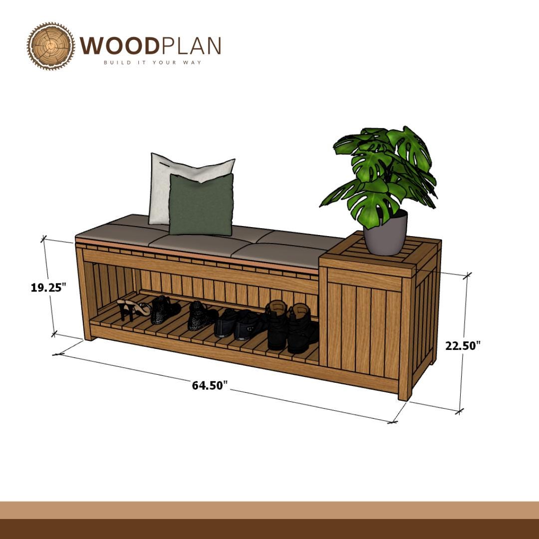 DIY Entryway Bench Woodworking Plan with Storage (Digital Download)