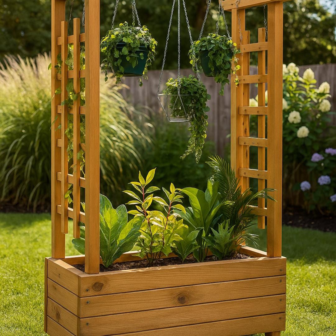 DIY Wooden Planter Box with Trellis – Outdoor Privacy Divider & Garden Decor Plan
