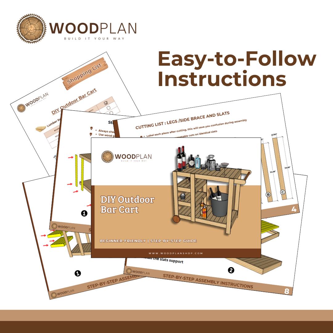 DIY Outdoor Bar Cart Woodworking Plan: Mobile Drink Station PDF