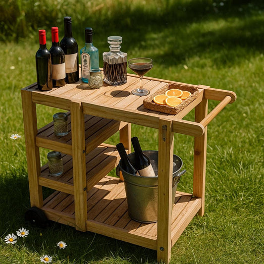 DIY Outdoor Bar Cart Woodworking Plan: Mobile Drink Station PDF