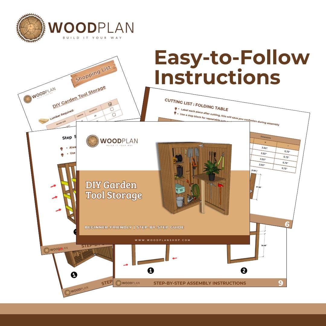 DIY Garden Tool Storage Cabinet Plan: Folding Potting Table (PDF Download)