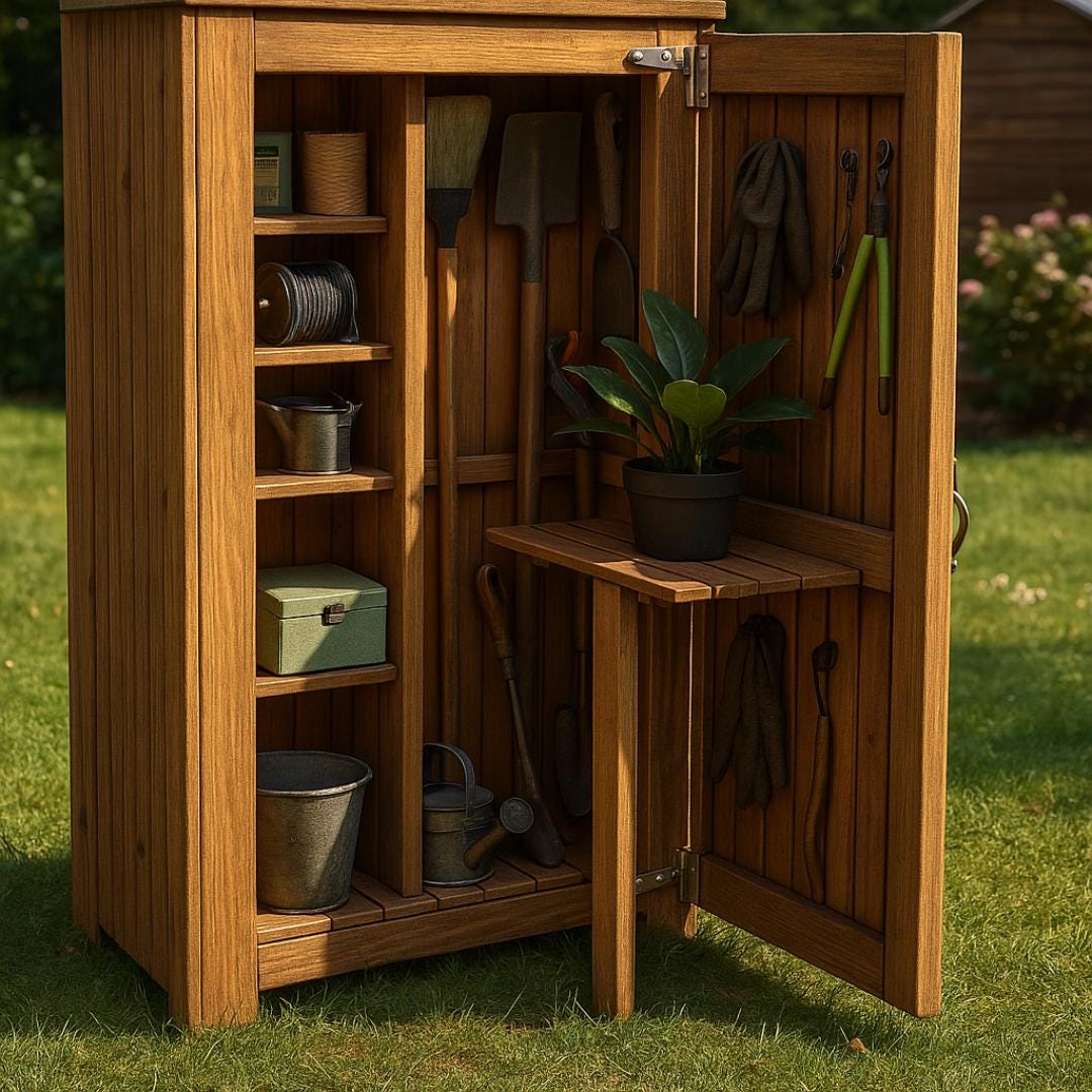 DIY Garden Tool Storage Cabinet Plan: Folding Potting Table (PDF Download)
