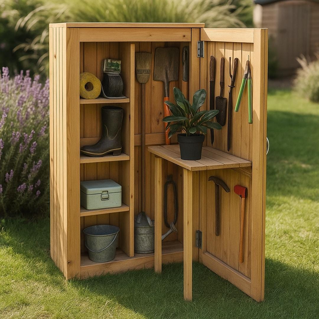 DIY Garden Tool Storage Cabinet Plan: Folding Potting Table (PDF Download)
