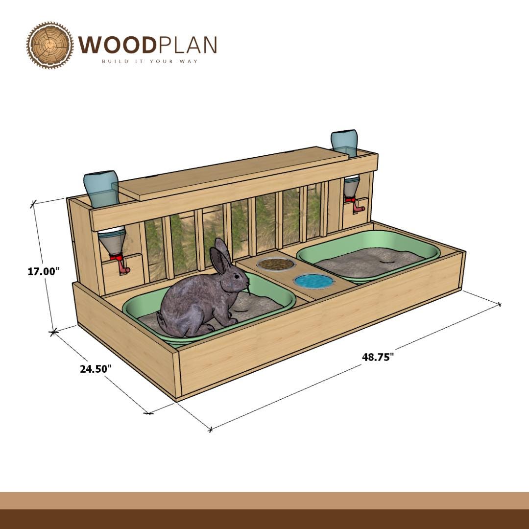 DIY Rabbit Litter Box Station with Hay Feeder (PDF Plan Download)