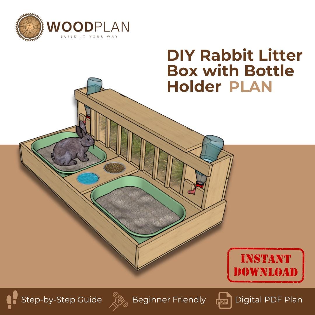 DIY Rabbit Litter Box Station with Hay Feeder (PDF Plan Download)