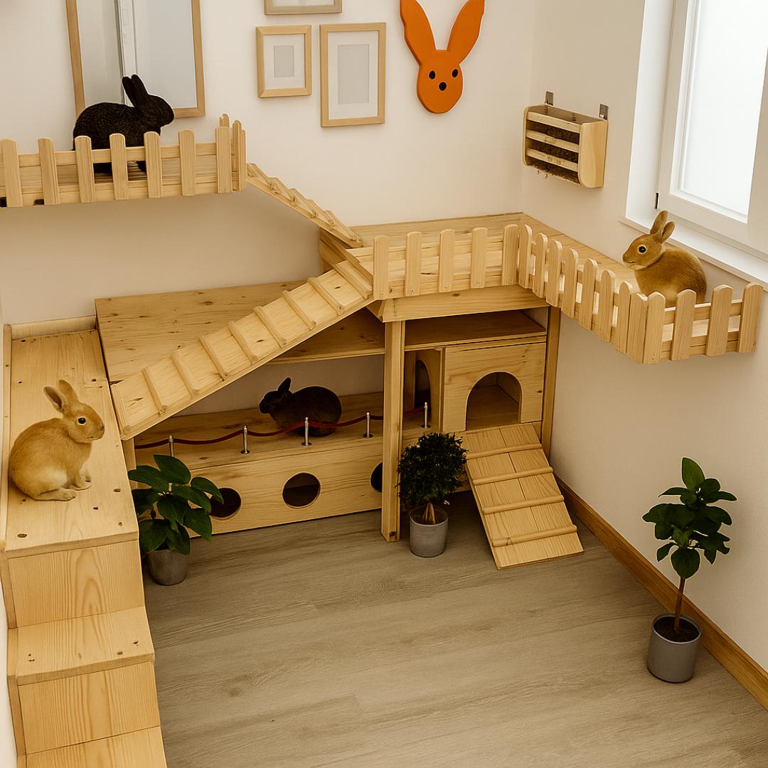 Custom Bunny Playground Plan for Claire – Castles, Tunnel, Platforms & Sleepy Area