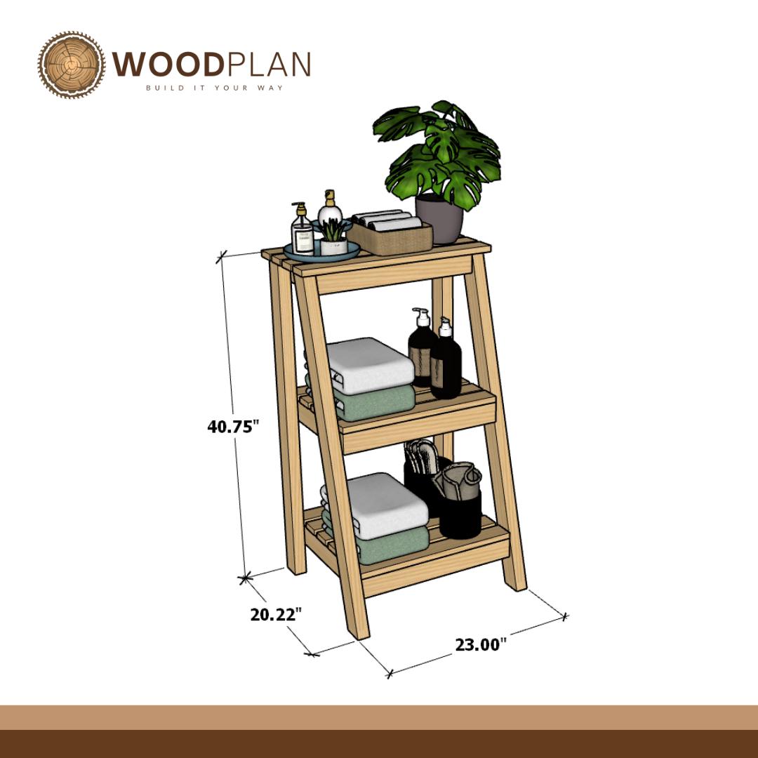 DIY 3-Tier Bathroom Organizer Woodworking Plan | Ladder Shelf for Towels & Toiletries | Beginner-Friendly
