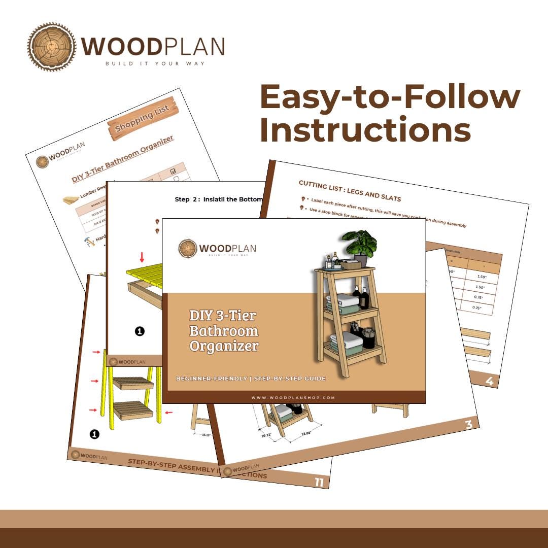 DIY 3-Tier Bathroom Organizer Woodworking Plan | Ladder Shelf for Towels & Toiletries | Beginner-Friendly