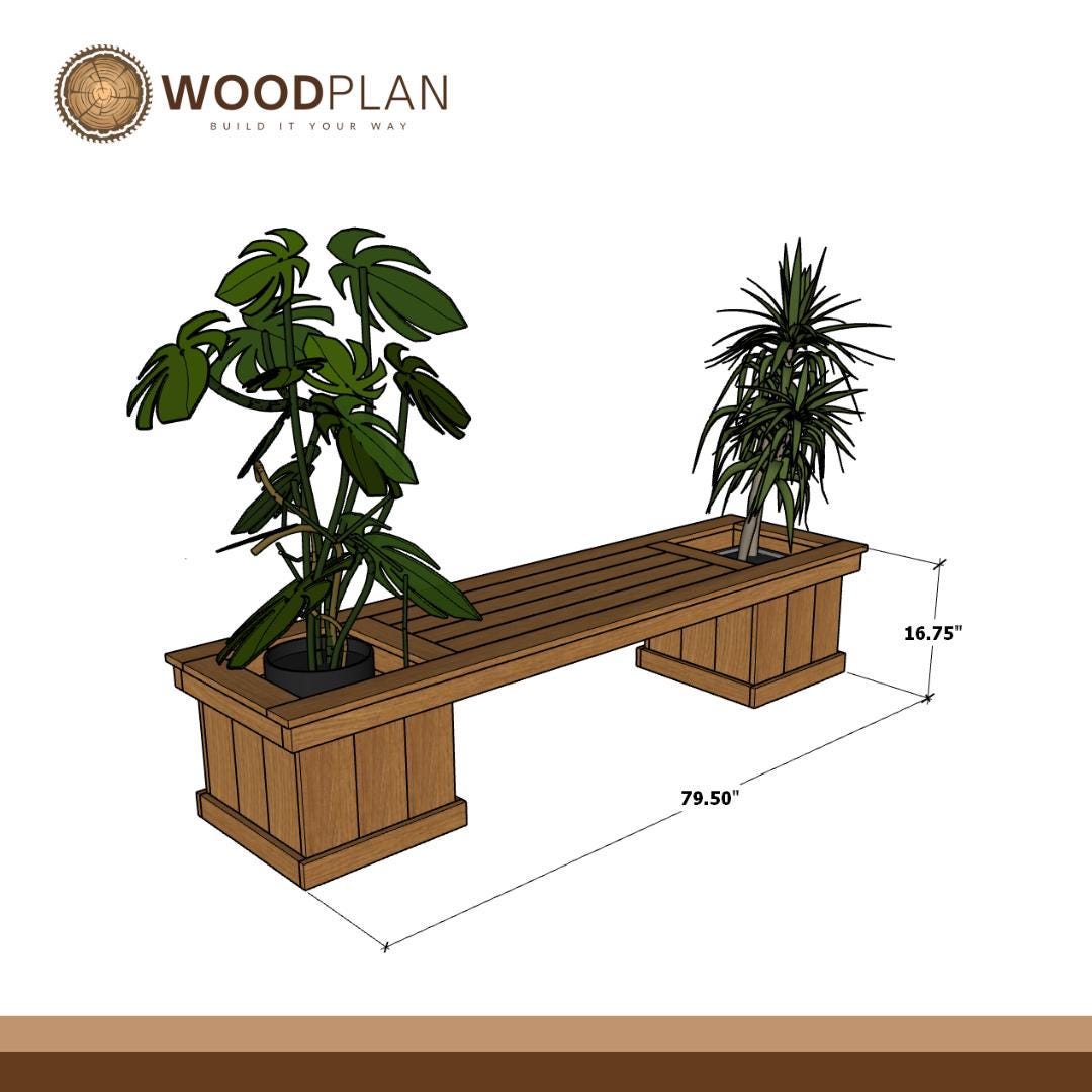 DIY Planter Bench Woodworking Plans: Garden Seat with Double Planters (PDF Download)