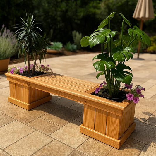 DIY Planter Bench Woodworking Plans: Garden Seat with Double Planters (PDF Download)