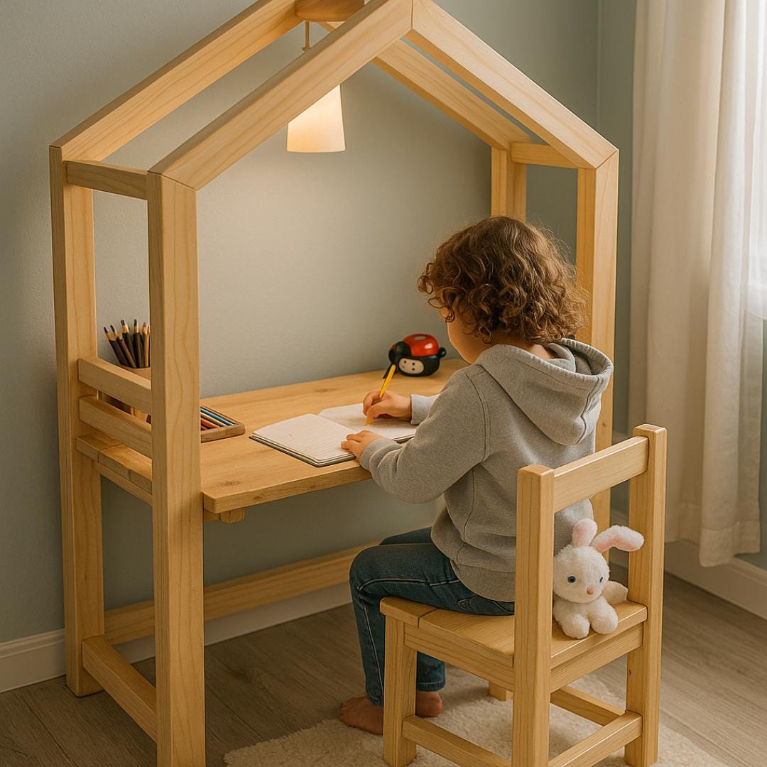 Kids Adjustable Study Desk and Chair Woodworking Plan (PDF Download