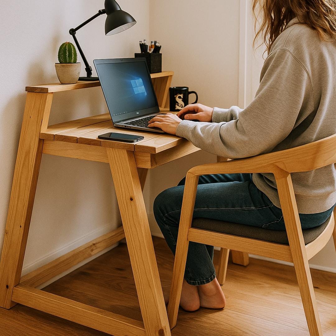 Modern Home Desk Woodworking Plan: DIY Office Desk (Digital PDF)
