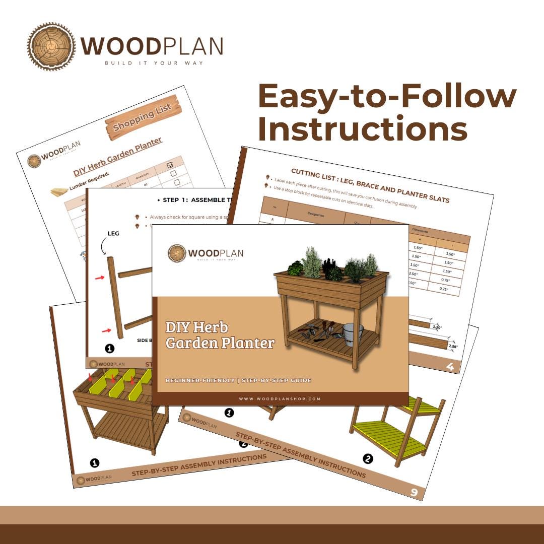 DIY Herb Garden Planter Box: Multi-Pocket Woodworking Plan (PDF Download