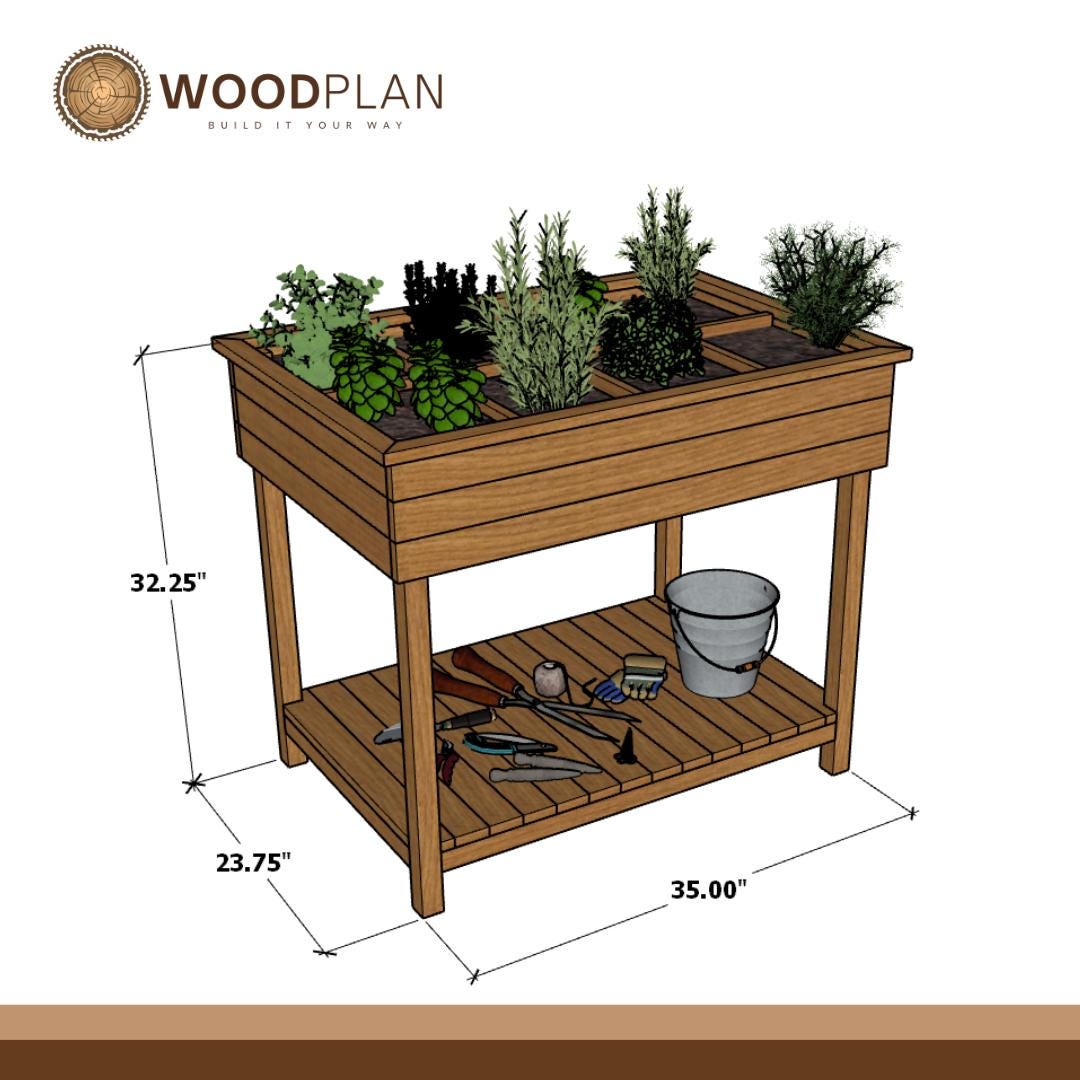 DIY Herb Garden Planter Box: Multi-Pocket Woodworking Plan (PDF Download