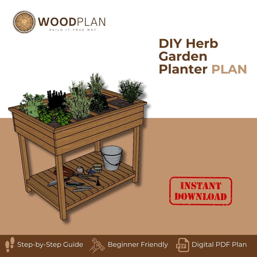 DIY Herb Garden Planter Box: Multi-Pocket Woodworking Plan (PDF Download