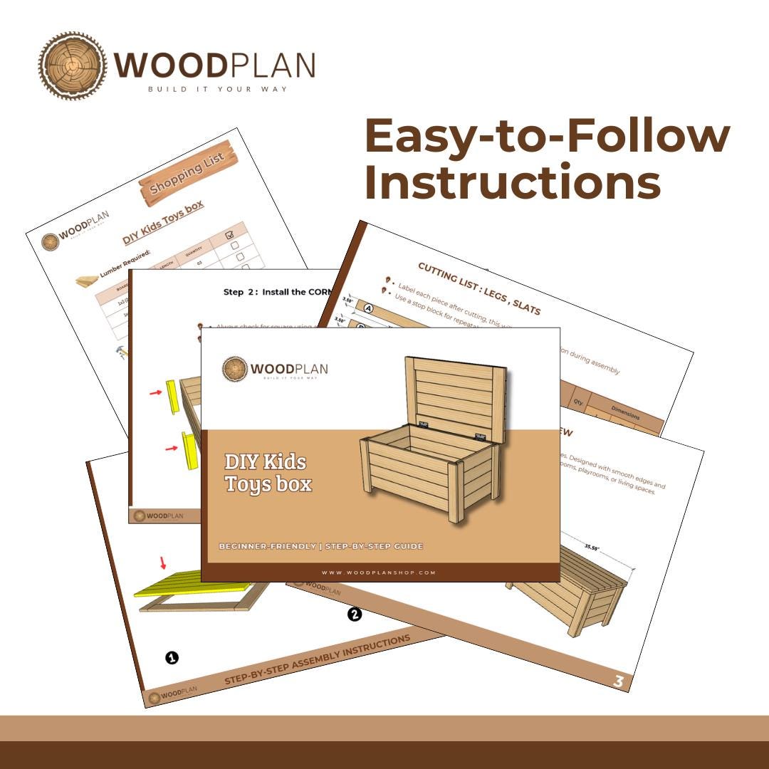 DIY Kids Toy Box Woodworking Plans: Beginner-Friendly PDF (Digital Download)
