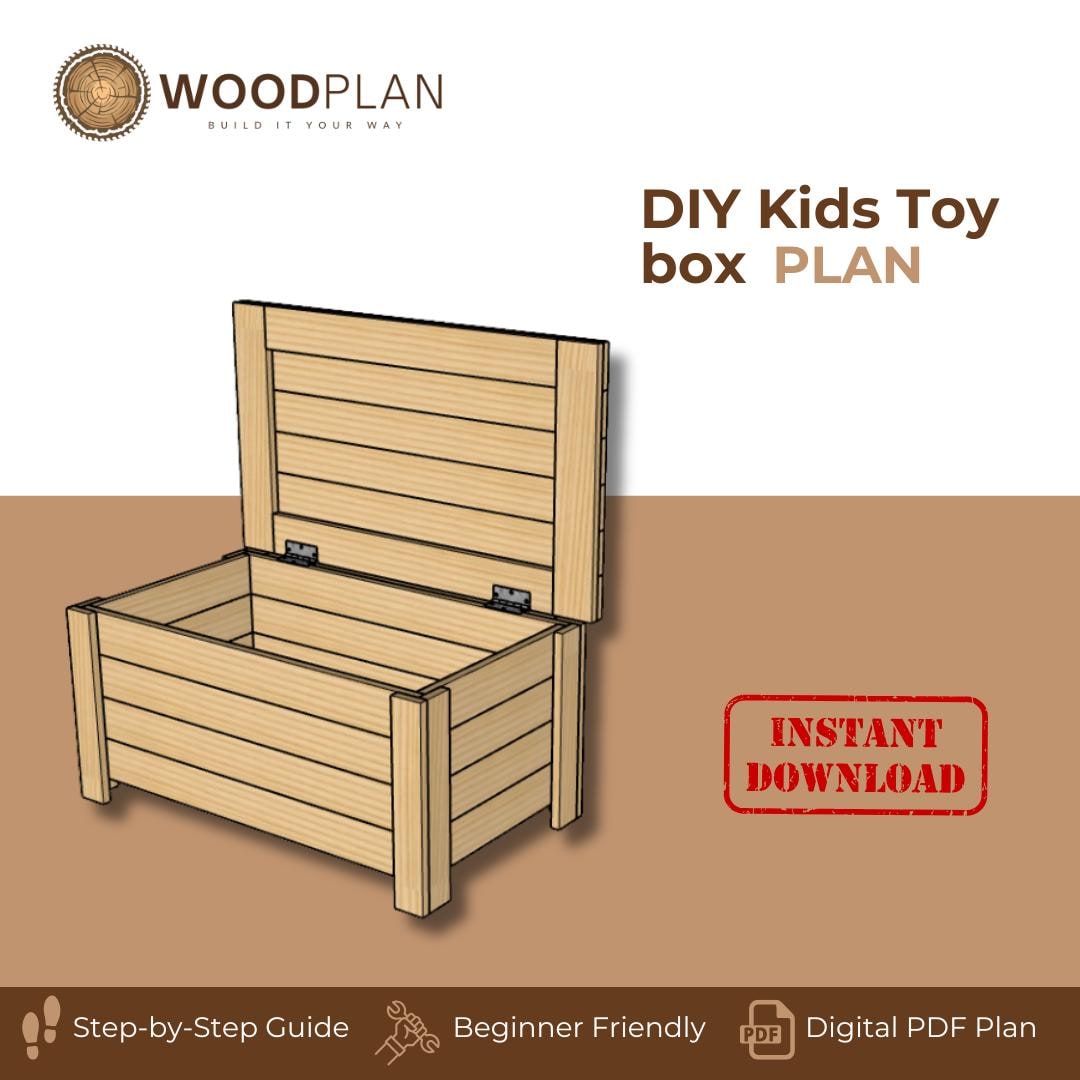 DIY Kids Toy Box Woodworking Plans: Beginner-Friendly PDF (Digital Download)