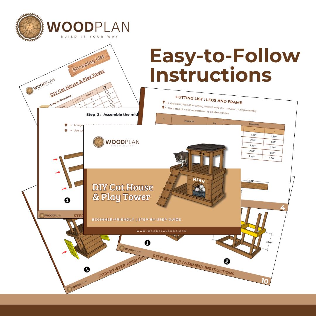 DIY Cat House & Play Tower Woodworking Plan: Multi-Level Cat Condo (PDF Download)