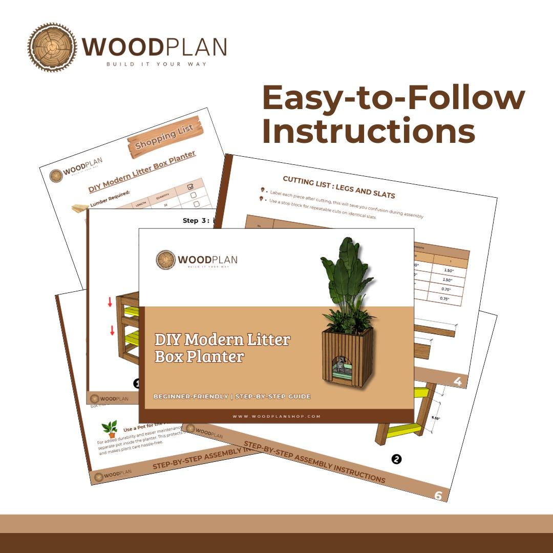 Hidden Cat Litter Box Planter: DIY Woodworking Furniture Plan (Digital PDF)