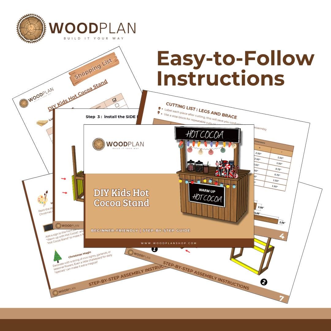 DIY Kids Hot Cocoa Stand - Christmas Play Cart PDF Plan