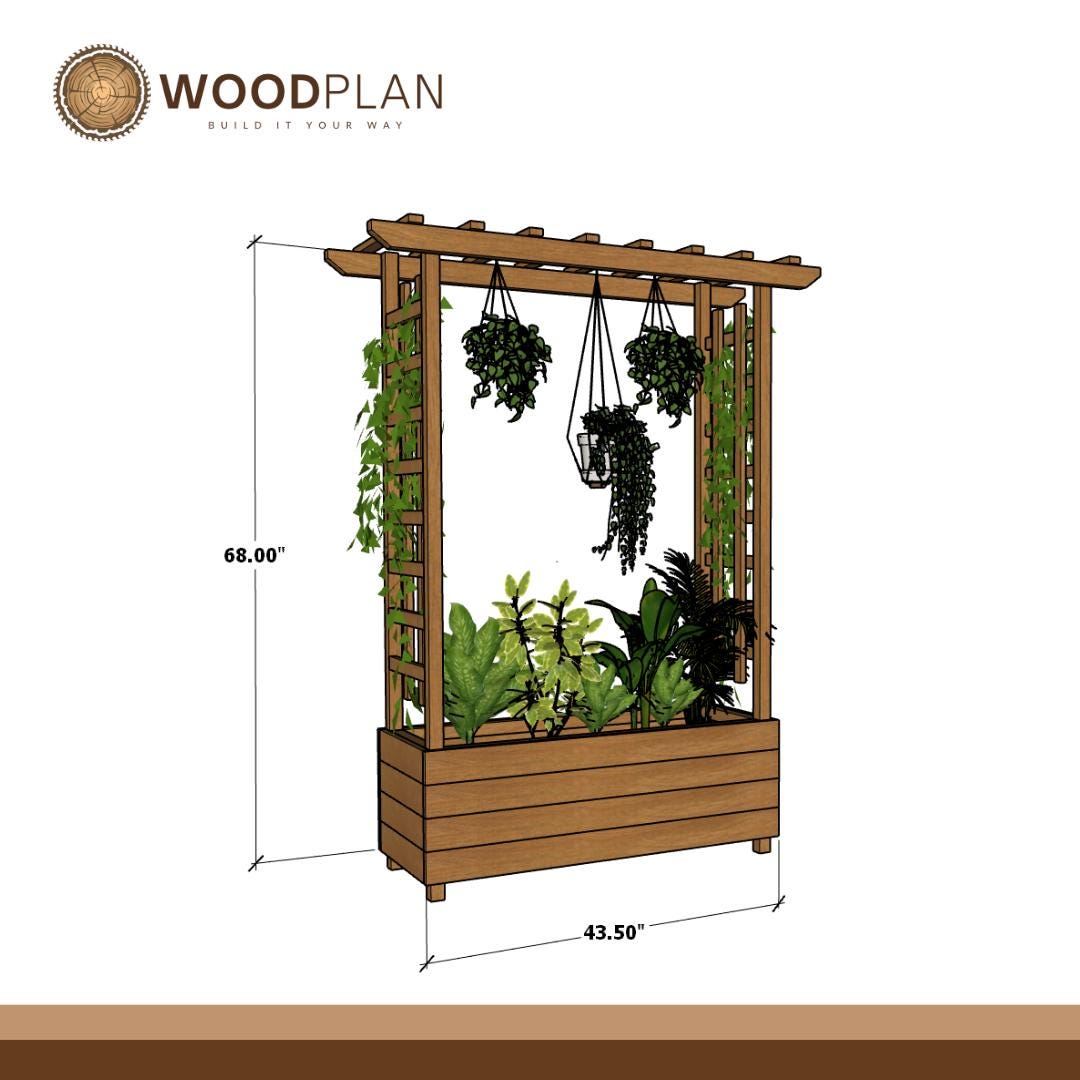 DIY Wooden Planter Box with Trellis – Outdoor Privacy Divider & Garden Decor Plan