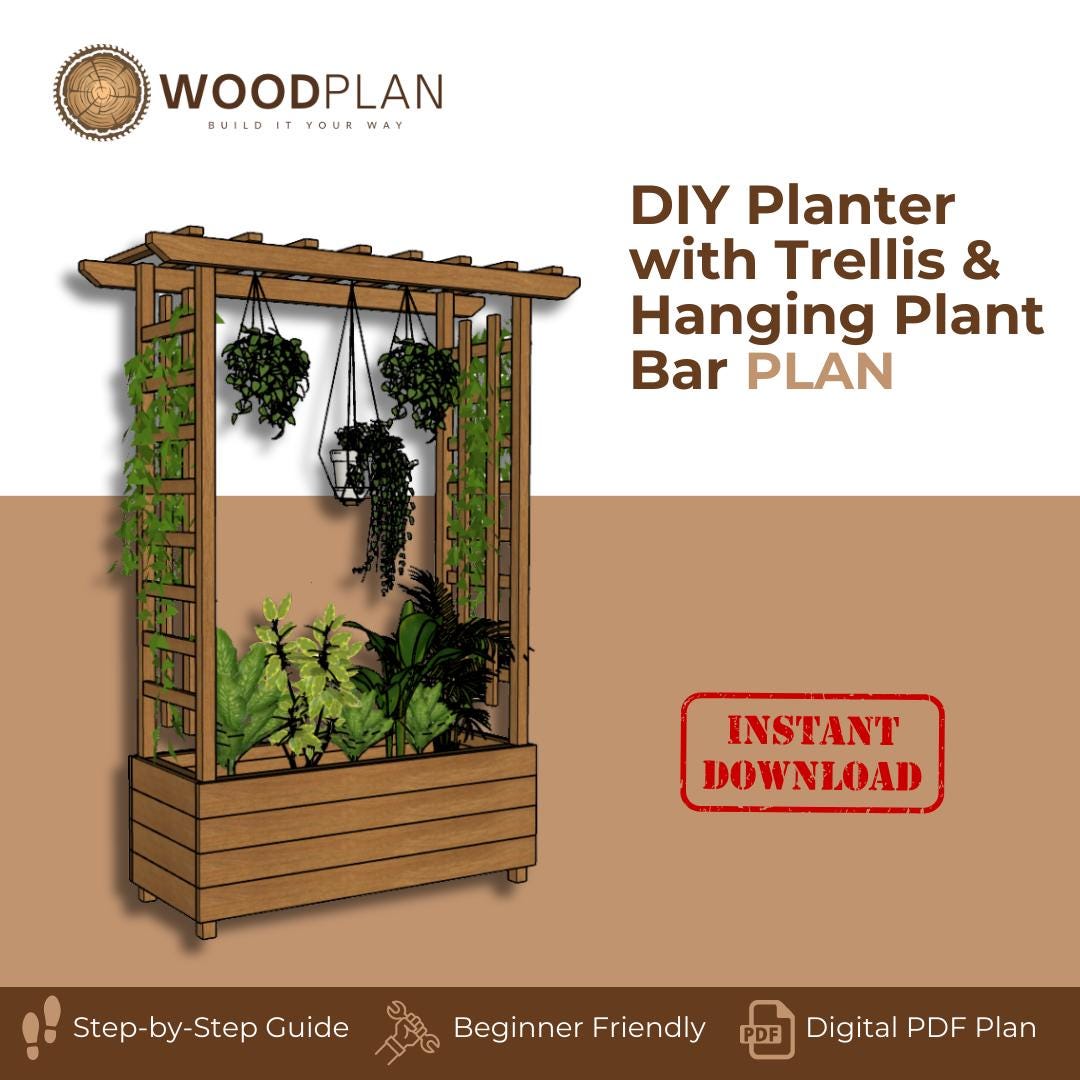 DIY Wooden Planter Box with Trellis – Outdoor Privacy Divider & Garden Decor Plan