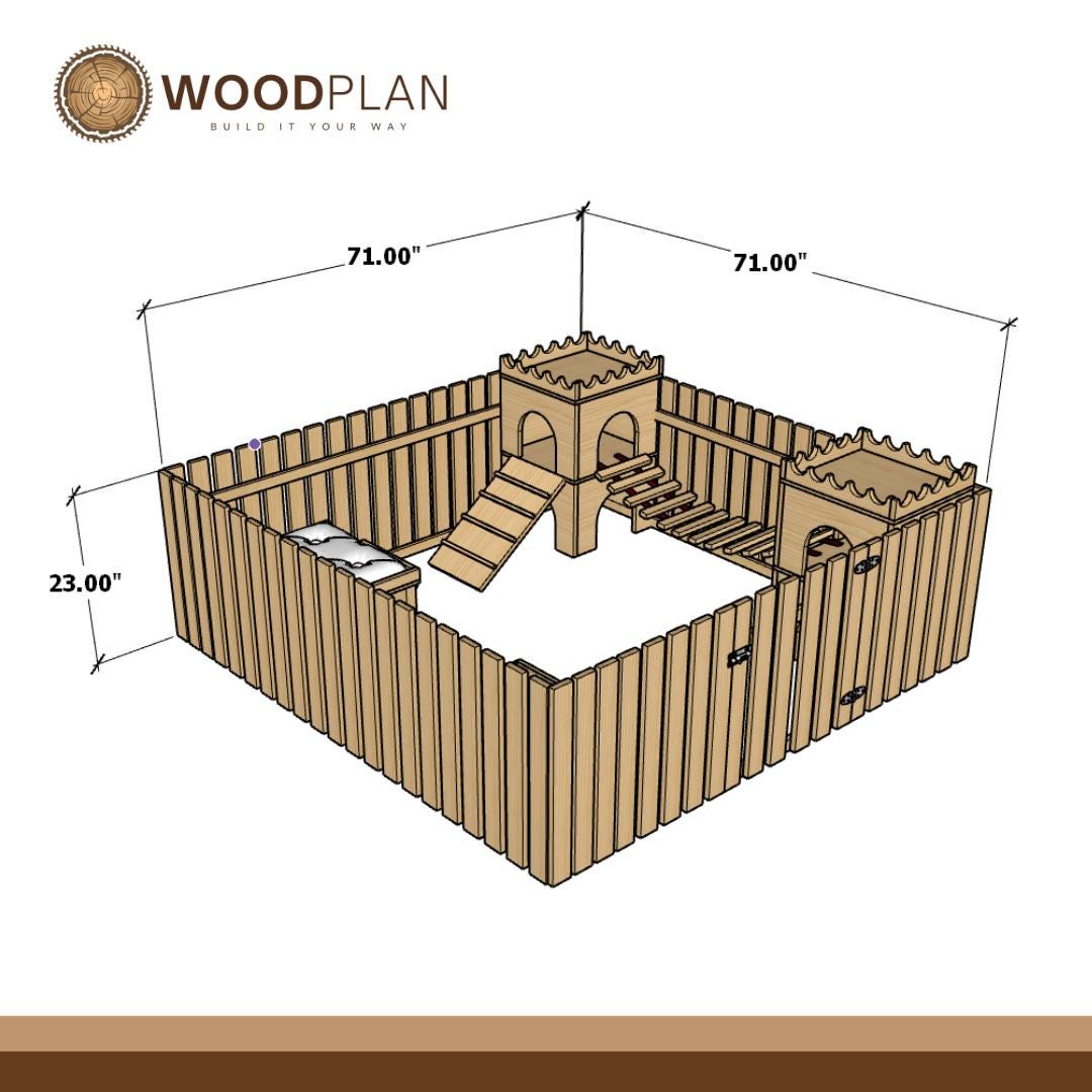 Bunny Playground Corner – DIY Rabbit Castle & Bridge | Indoor Bunny Play Area | Woodworking PDF Plan