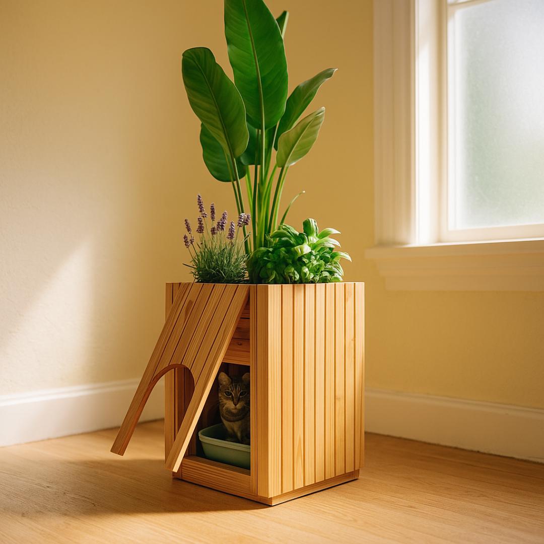 Hidden Cat Litter Box Planter: DIY Woodworking Furniture Plan (Digital PDF)