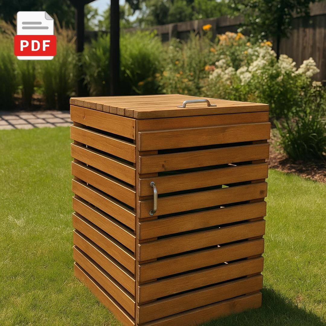 DIY Wheelie Bin Storage Shed Woodworking Plan– Outdoor Trash Can Enclosure Plan