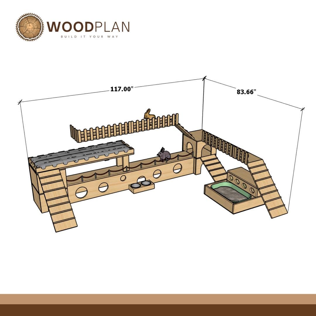 Jennifer’s Custom Castle and Playland – DIY Rabbit Playground & Hideout Woodworking Plan