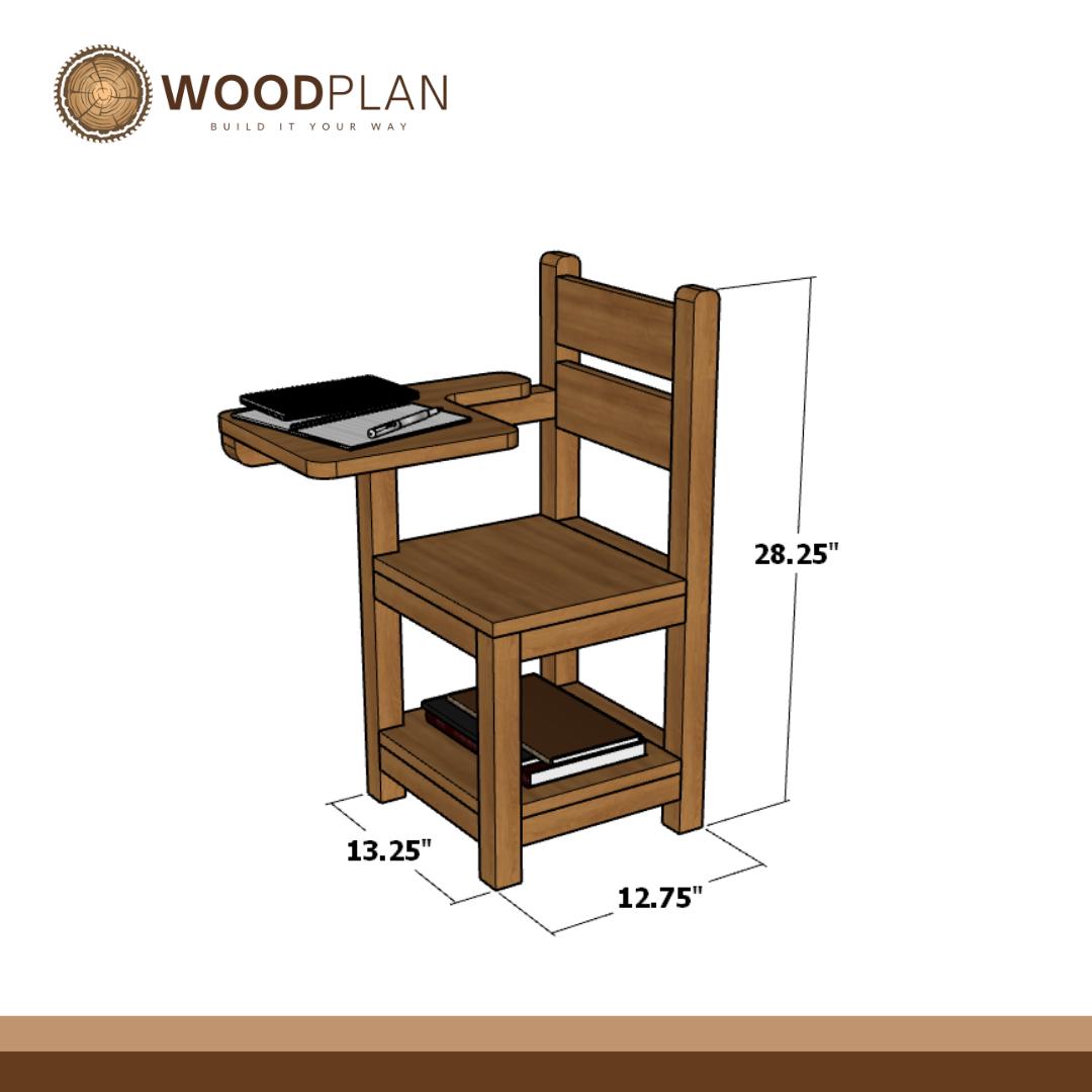 DIY Schoolhouse Chair Plan with Writing Desk (PDF Download)