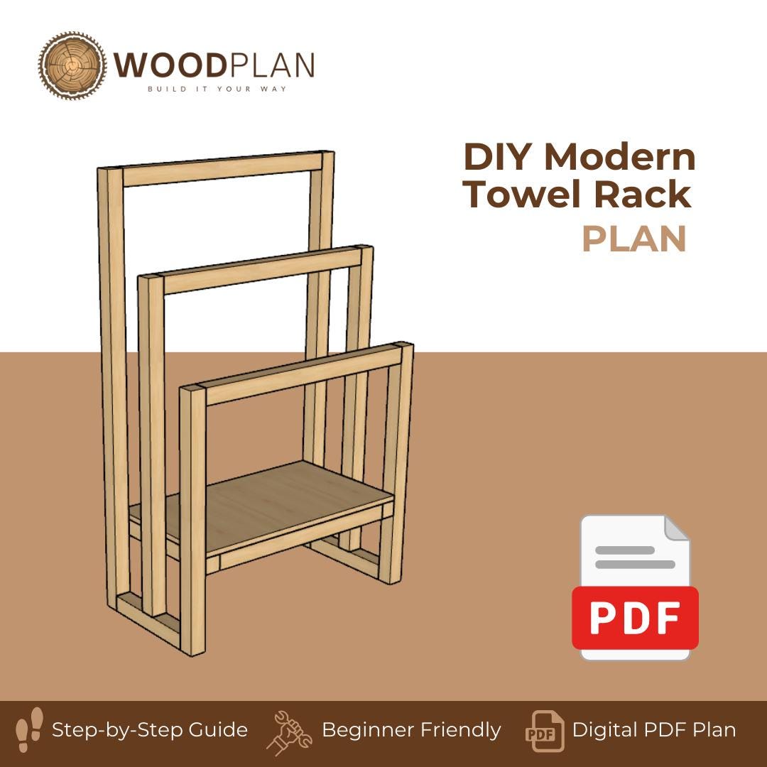 Towel Rack – DIY Wooden Bathroom Organizer Plan | Modern Bathroom Storage | Woodworking PDF