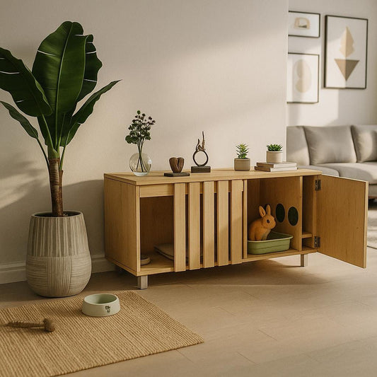 DIY Indoor Bunny Hutch Plan: Furniture-Style Rabbit Cage with Feeder
