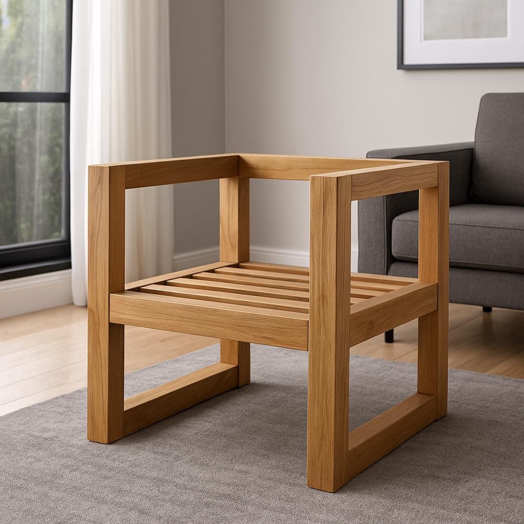 Rustic Lounge Chair – DIY Wooden Square Frame Plan | Modern Armchair | Woodworking PDF