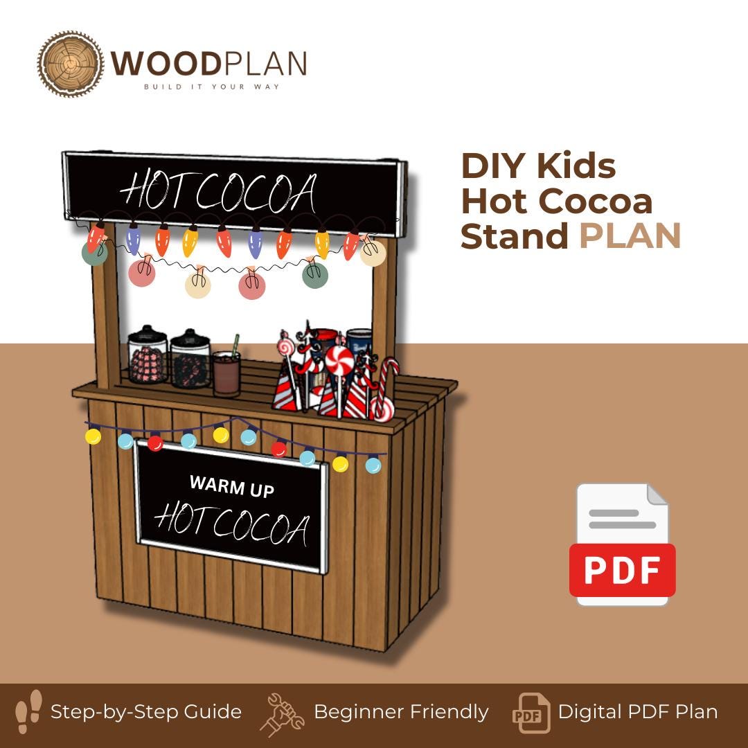 DIY Kids Hot Cocoa Stand - Christmas Play Cart PDF Plan