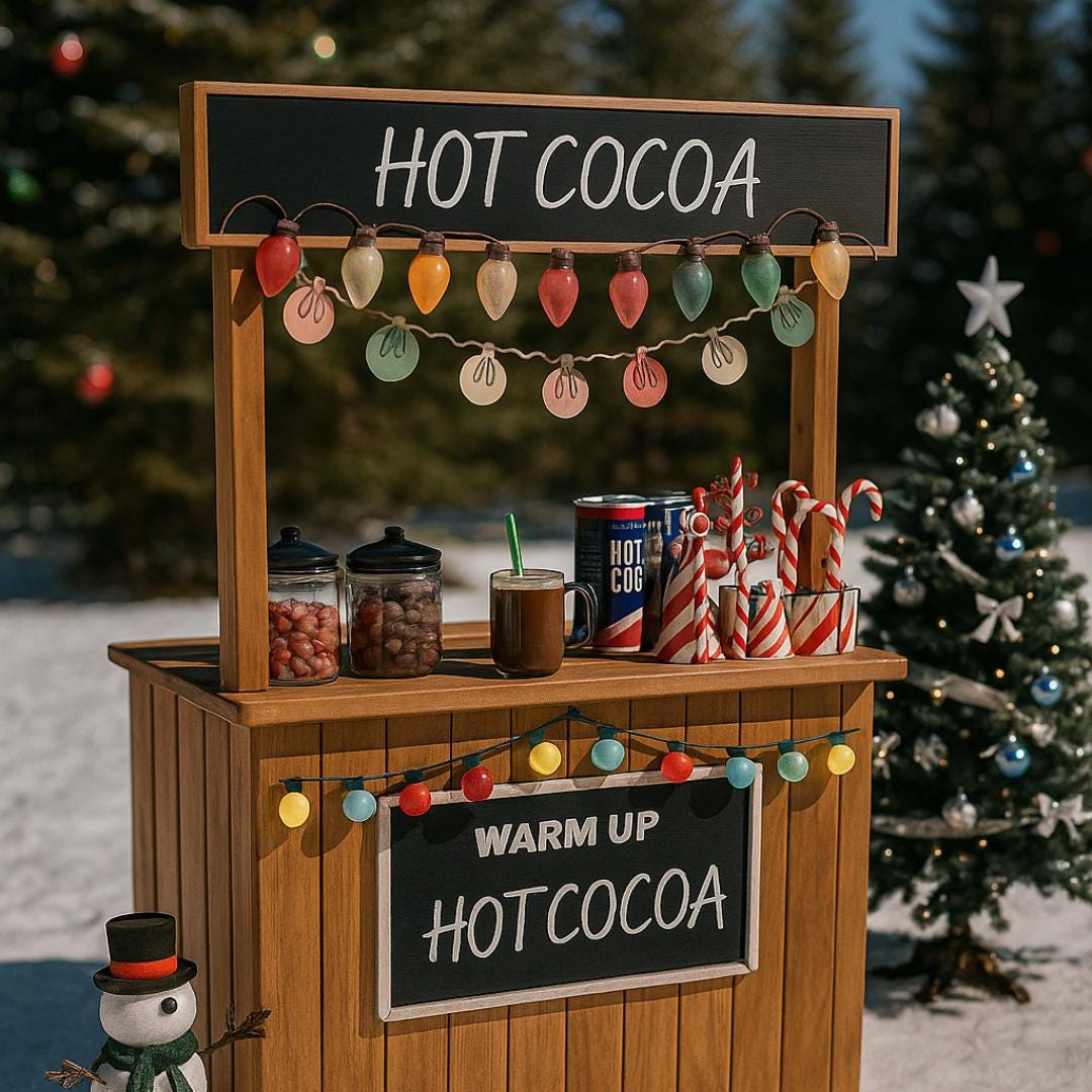DIY Kids Hot Cocoa Stand - Christmas Play Cart PDF Plan