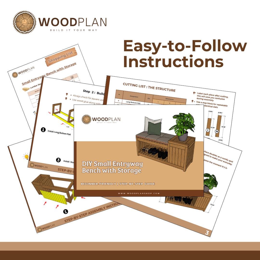 DIY Small Entryway Bench with Storage and Seat | Woodworking PDF PLAN