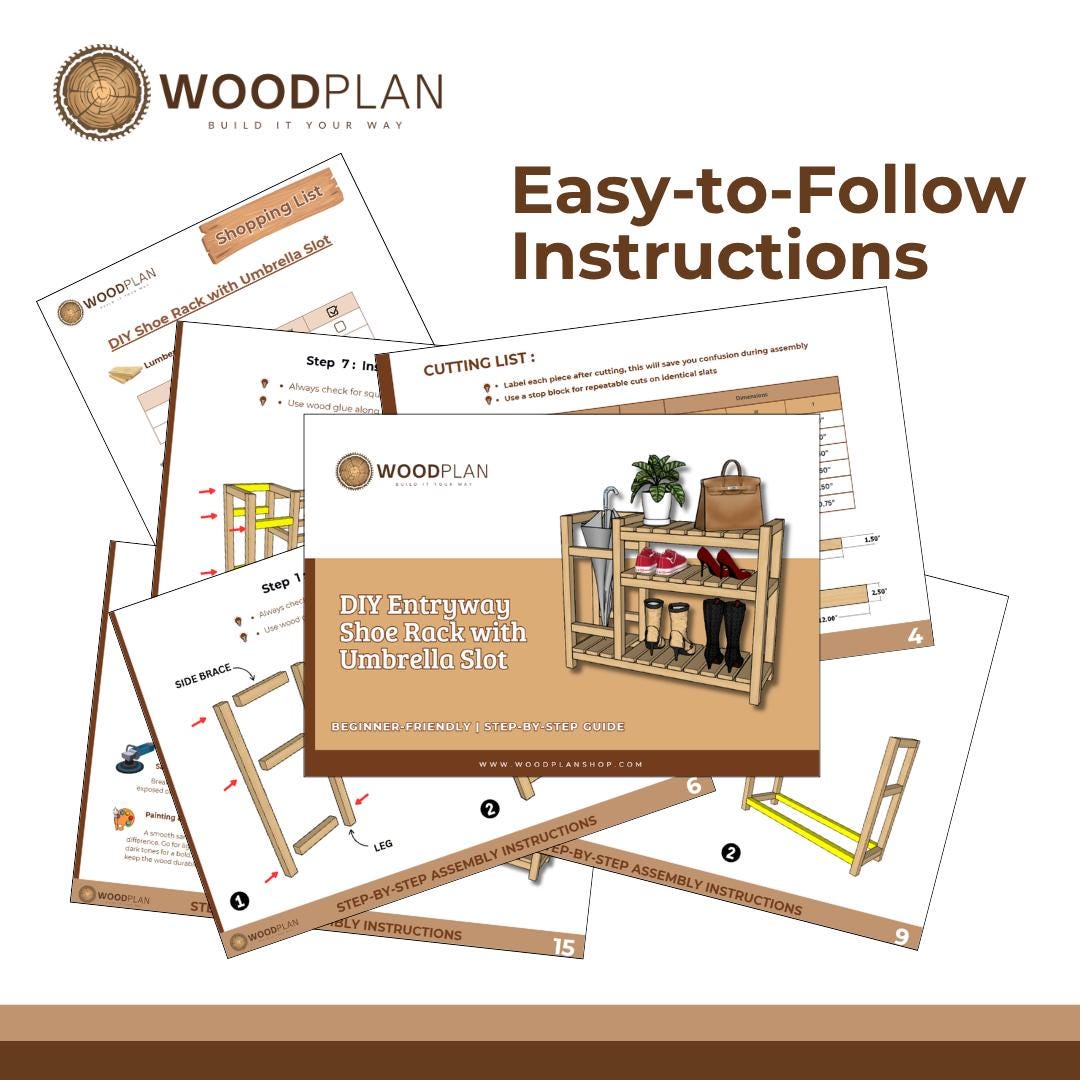 DIY Slim Entryway Shoe Rack with Umbrella Slot | Beginner-Friendly Woodworking Plan | Instant PDF Download