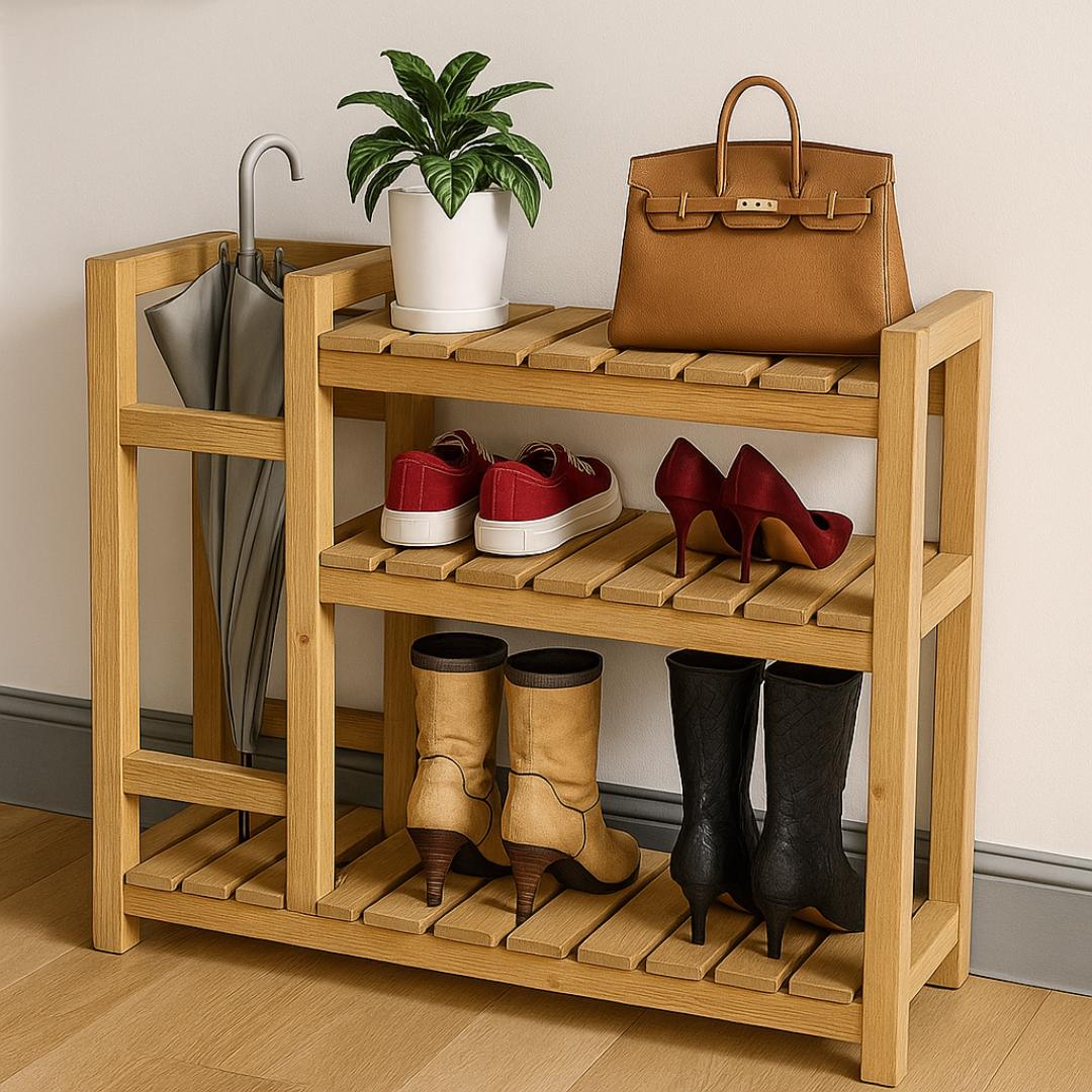 DIY Slim Entryway Shoe Rack with Umbrella Slot | Beginner-Friendly Woodworking Plan | Instant PDF Download