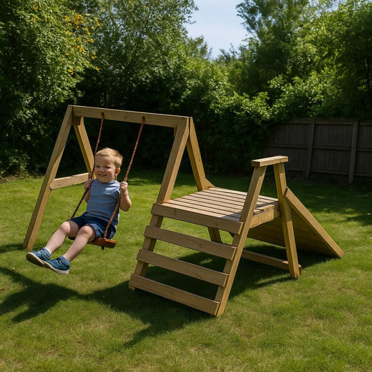 Kids A-Frame Play Set Plan PDF | Swing - Climber - Ramp | Beginner DIY Woodworking | Backyard Playground