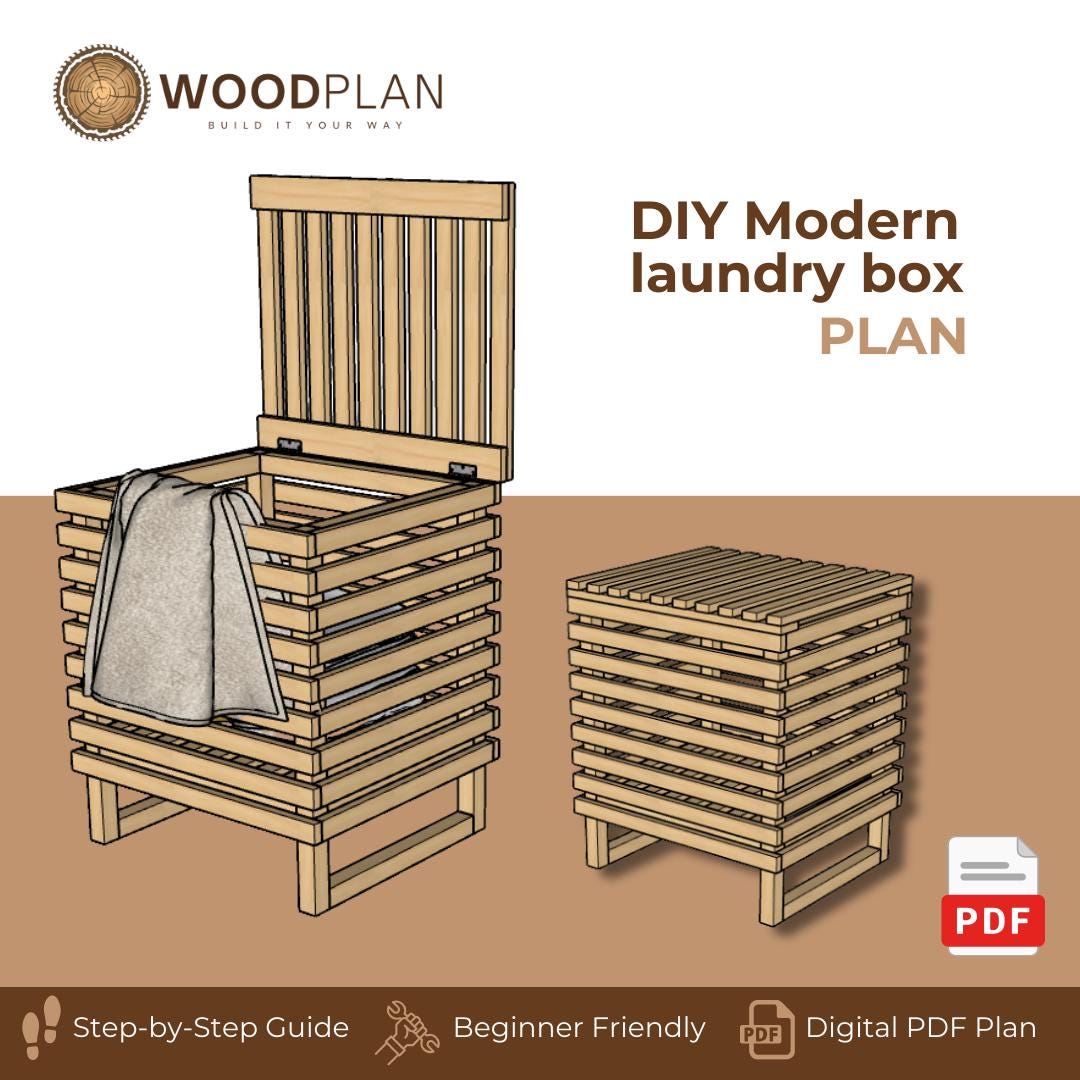 DIY Laundry Box | Wooden Storage Plan | Laundry Hamper Cabinet | Woodworking PDF