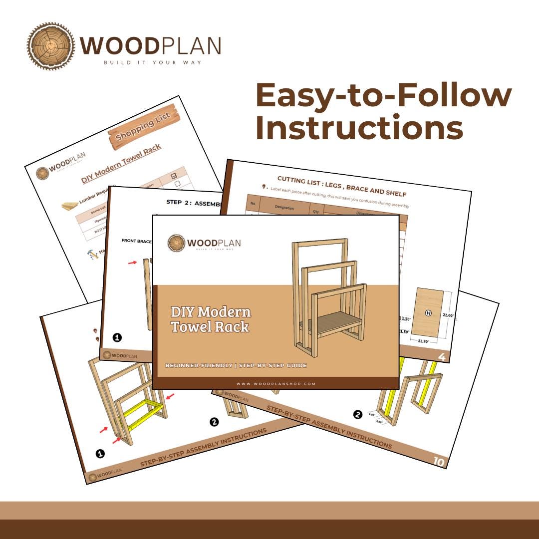 Towel Rack – DIY Wooden Bathroom Organizer Plan | Modern Bathroom Storage | Woodworking PDF