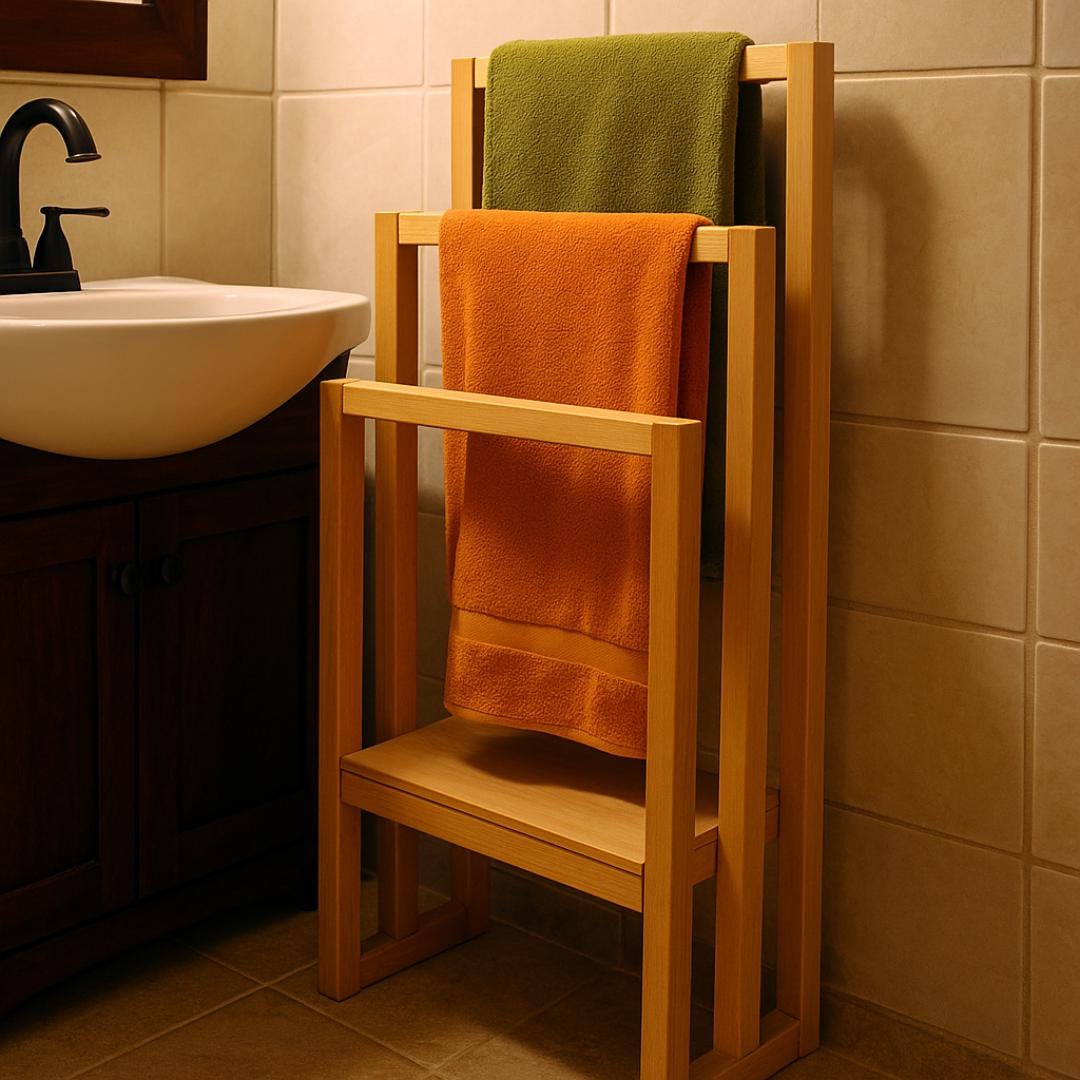 Towel Rack – DIY Wooden Bathroom Organizer Plan | Modern Bathroom Storage | Woodworking PDF