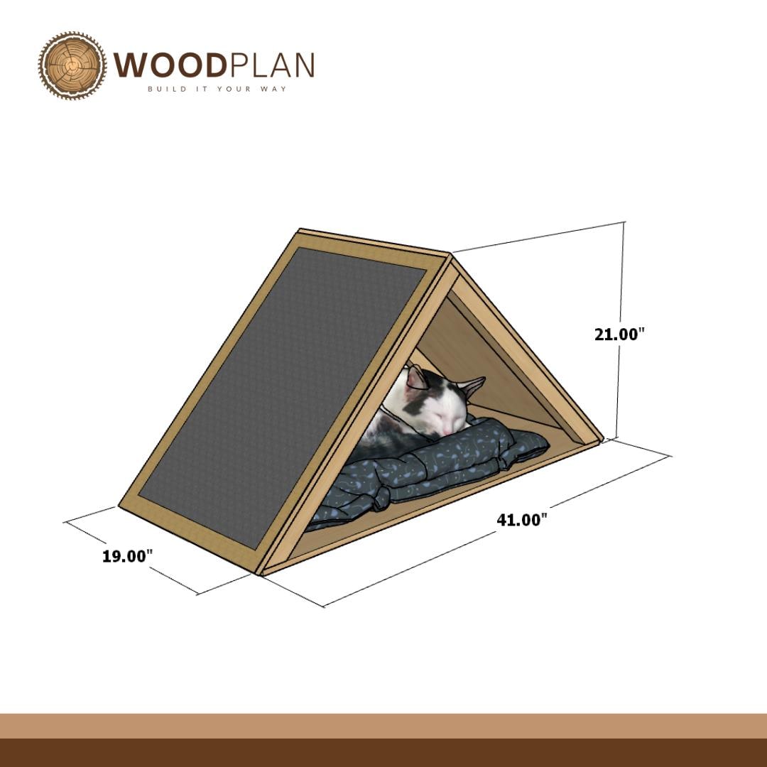 Triangle Cat House Plan PDF | DIY Woodworking with Scratcher
