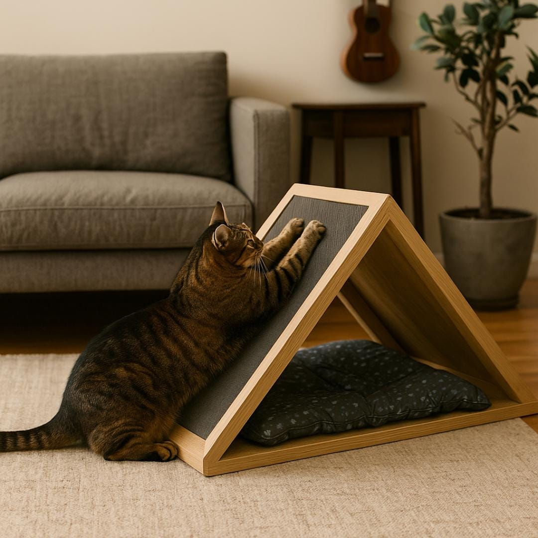 Triangle Cat House Plan PDF | DIY Woodworking with Scratcher