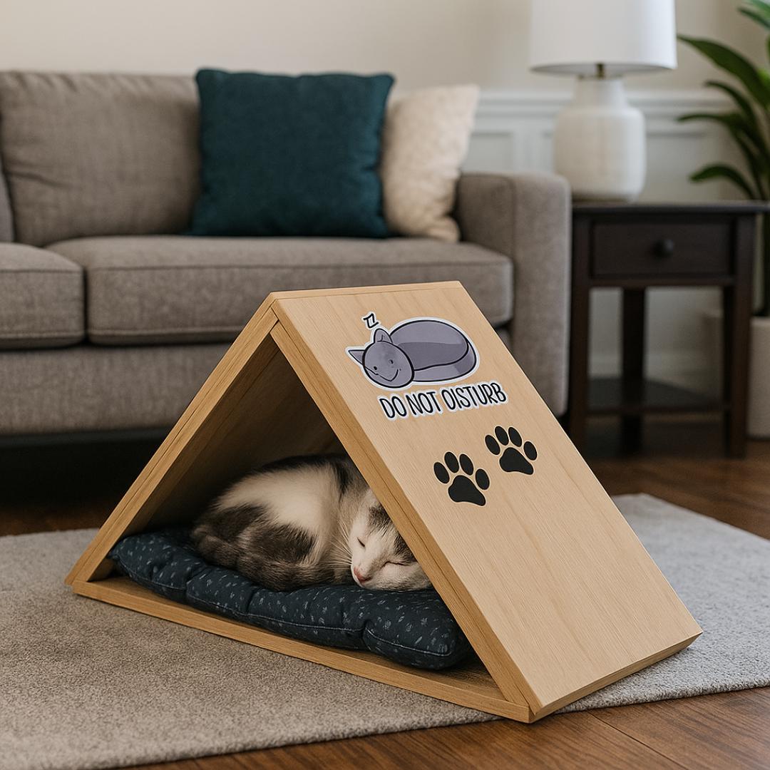 Triangle Cat House Plan PDF | DIY Woodworking with Scratcher