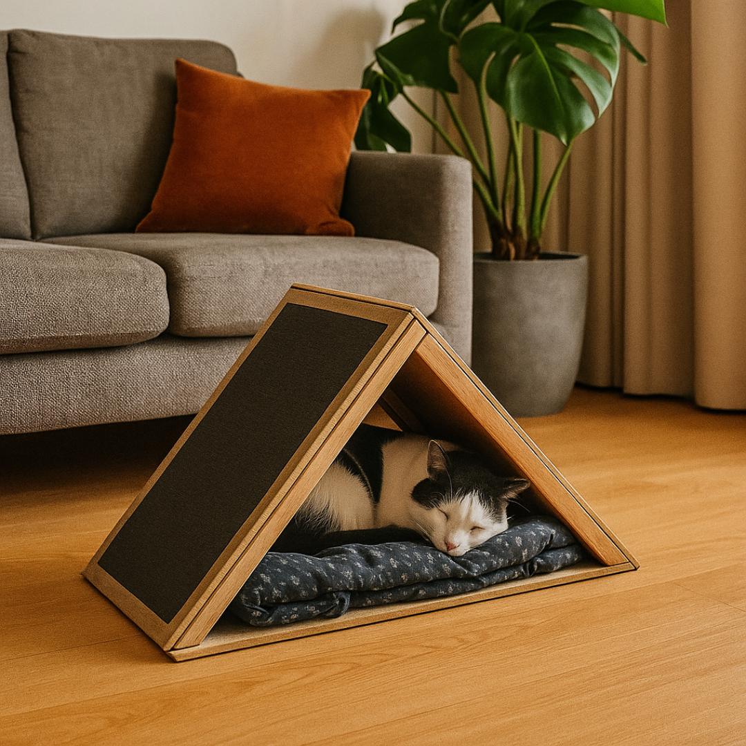 Triangle Cat House Plan PDF | DIY Woodworking with Scratcher