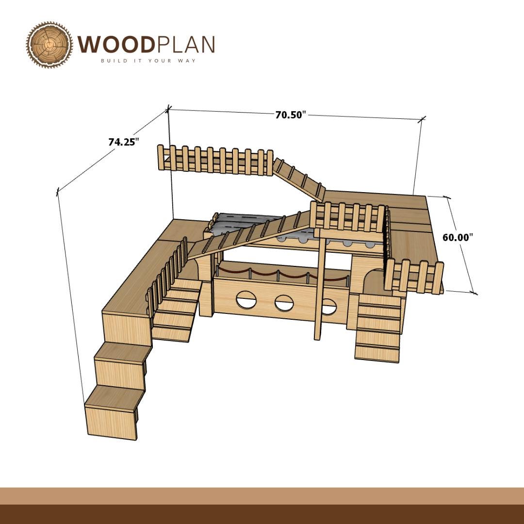 Custom Bunny Playground Plan for Claire – Castles, Tunnel, Platforms & Sleepy Area