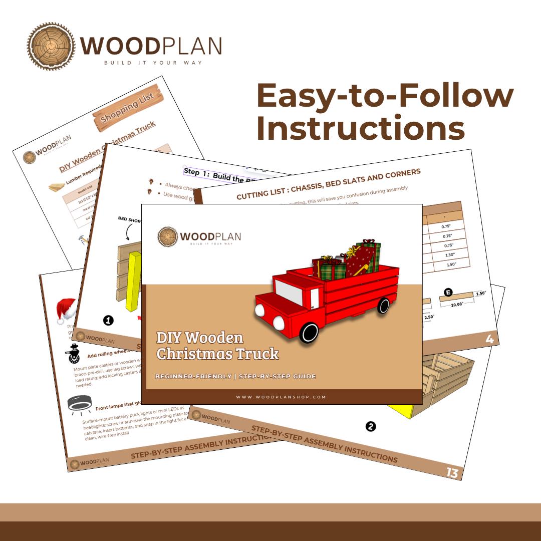 Christmas Truck Plan PDF | Wooden Holiday Pickup Display or Kids’ Push Truck | Beginner DIY