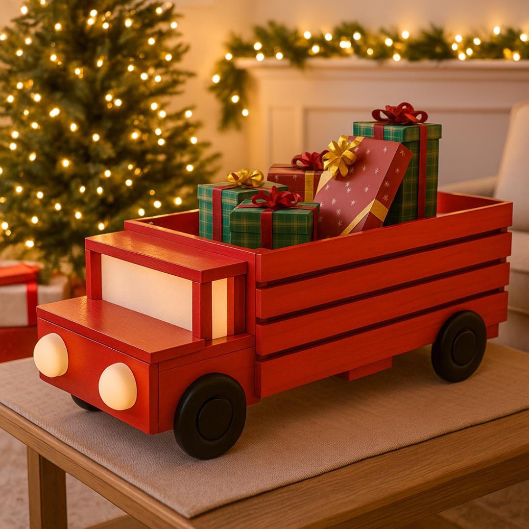 Christmas Truck Plan PDF | Wooden Holiday Pickup Display or Kids’ Push Truck | Beginner DIY